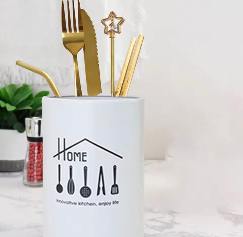 Metal Design Chopstick Holder, Creative Kitchen Tableware Spoon Holder, Chopstick Storage Barrel