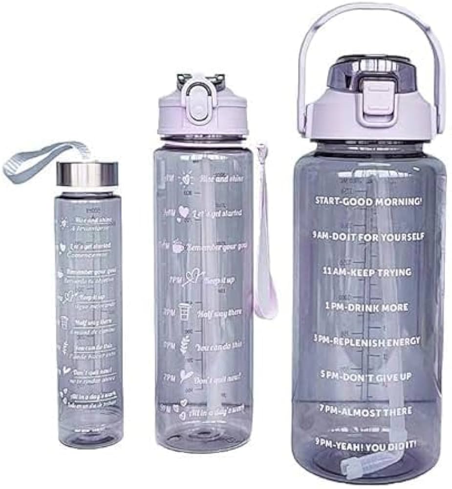 Pack Of 3 Transparent  Motivational Water Bottle, Large Capacity Water Bottle, Sports Water Bottle, Transparent Refillable Leakproof Water Bottle