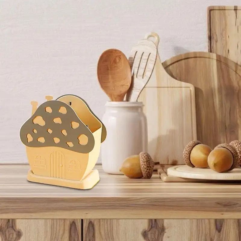 Mushroom Drying Cutlery Basket, Kitchen Tableware Storage Rack Cutlery Holder, Multifunctional Kitchen Sink Box, Hollow Drainer Spoon Fork Holder