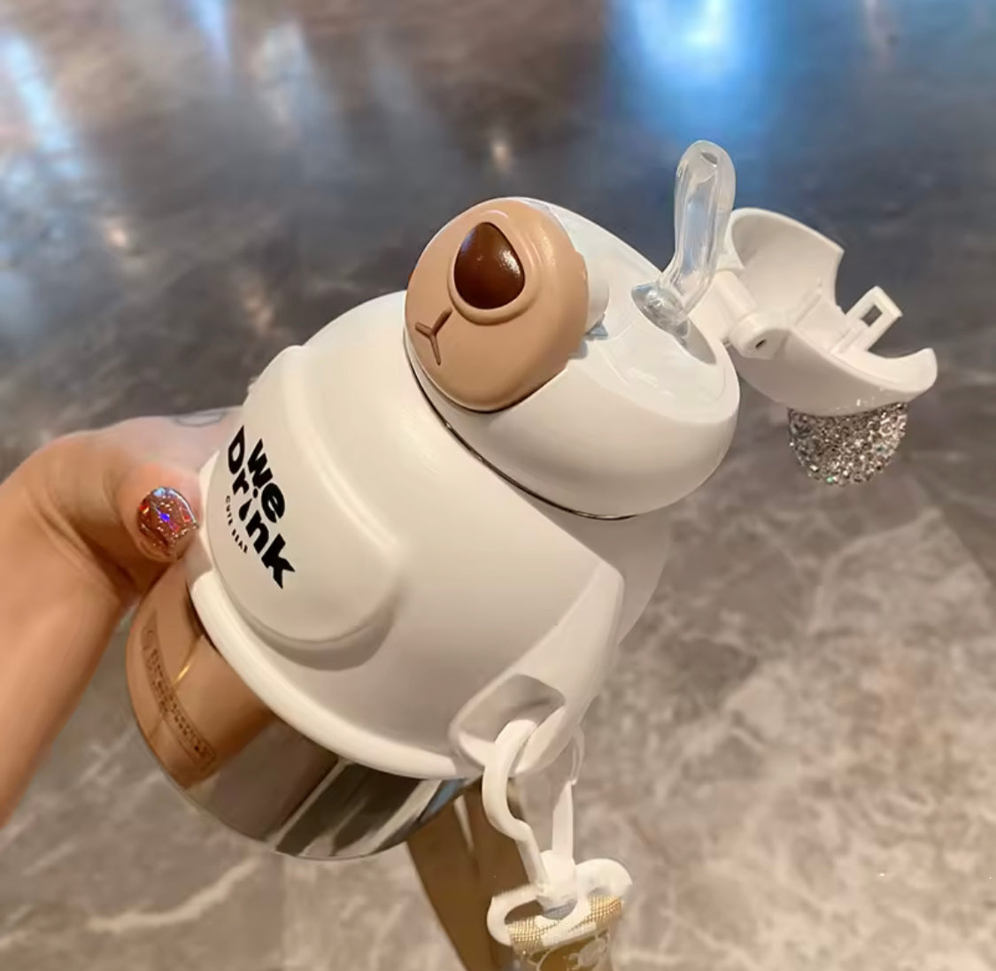 800ml Cartoon Bear Thermos, Stainless Steel Kids Thermos, Portable Thermos Bottle, Kids Water Bottle