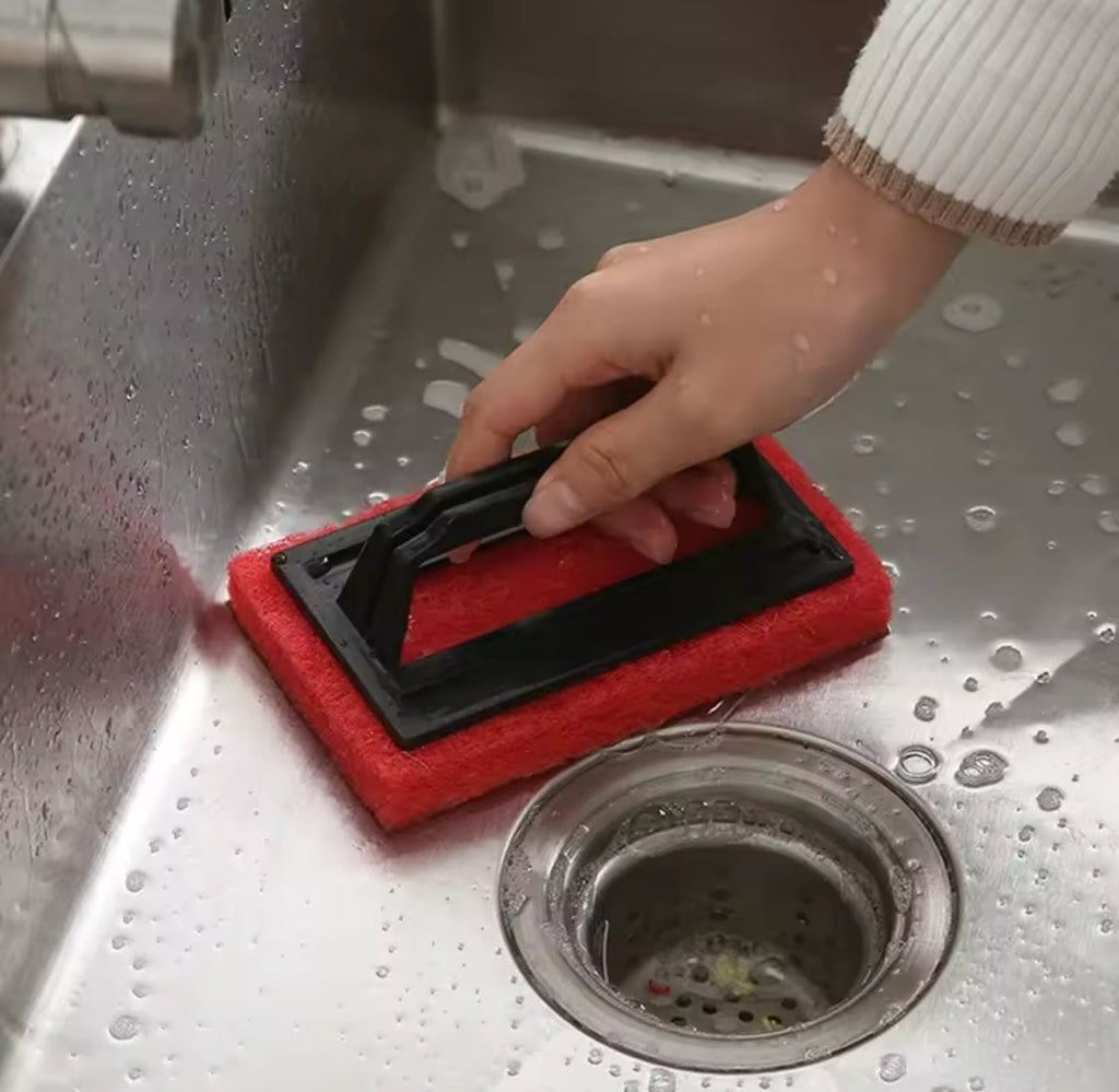 Kitchen Sink Cleaning Sponge With Handle, Wall Sponge Magic Wipe, Multipurpose Ultra Fine Fiber Cleaning Brush, Handheld Sponge Cleaning Brush