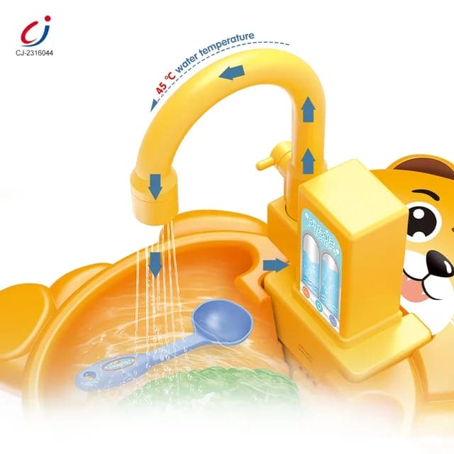 Electric Kitchen Sink Toy, Children's Simulation Sink with Fruit & Tableware Toy, Dishwasher Play Kitchen Kit