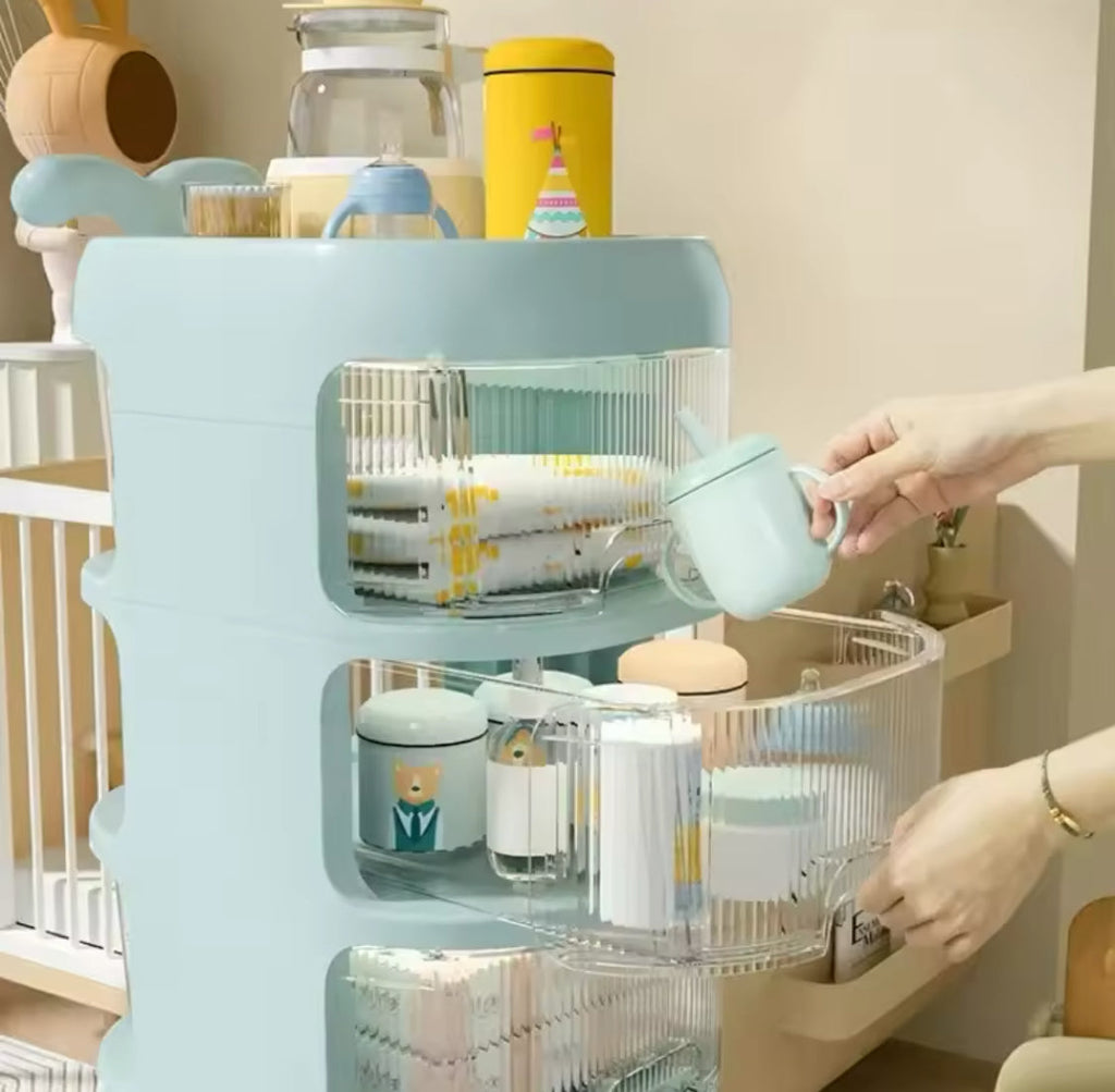 Multi Tier Rolling Storage Rack, Kids Diaper Organizer, Kids Wheels Storage Organizer, Floor Standing Storage Racks