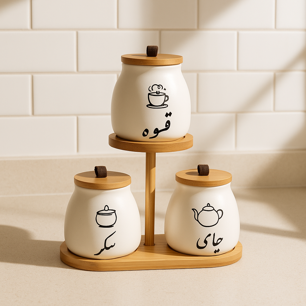 Arabic Script Ceramic Jar Set