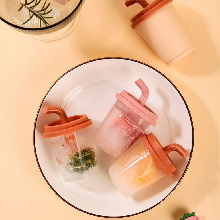 Milk Tea Cup Ice Mold, Creative Popsicle Ice Mold, Wovilon Creative Popsicle Mold, 6 Grid Plastic Popsicle Ice Mold