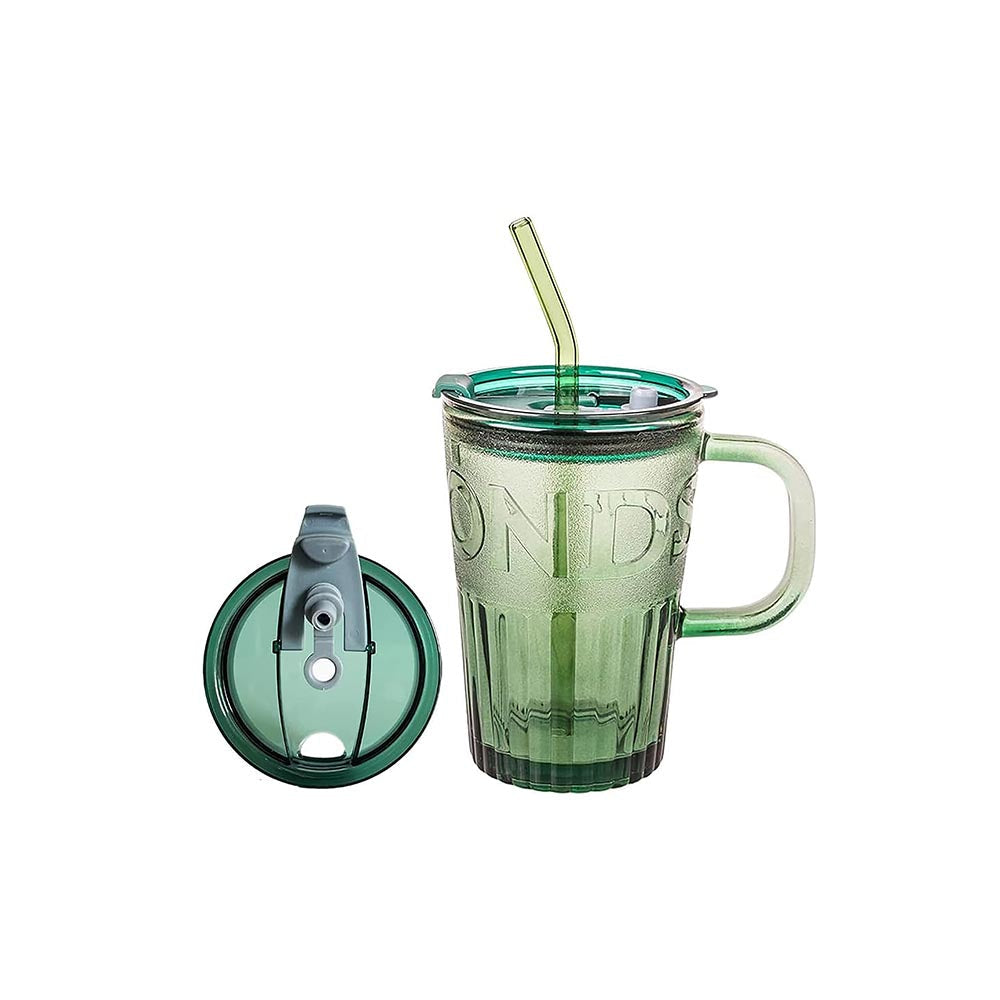 Smoothies Glass Cup With Straw And Lid