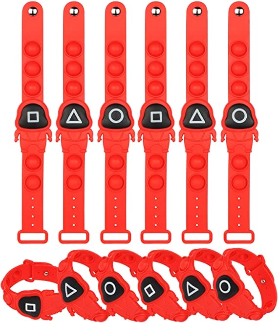 Squid Game Pop Bracelet, Stress Relief Fidget Bracelets, Kids Push It Pop Fidget Wristbands, Bubble Poppers Fidget Toy, Anti Stress Pop Up Wrist Band, Silicon Antistatic Wrist Band