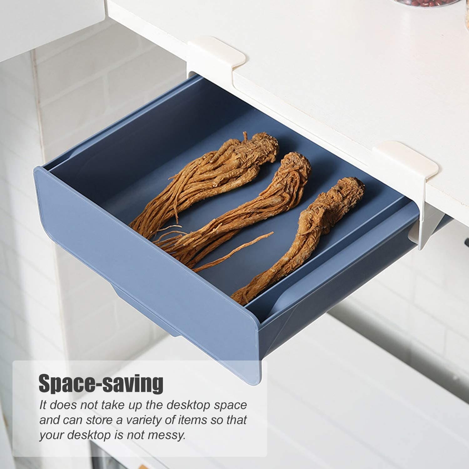 Self-Adhesive Built-In Storage Drawer, Utensil Holder, Under Desk Hanging Storage Box
