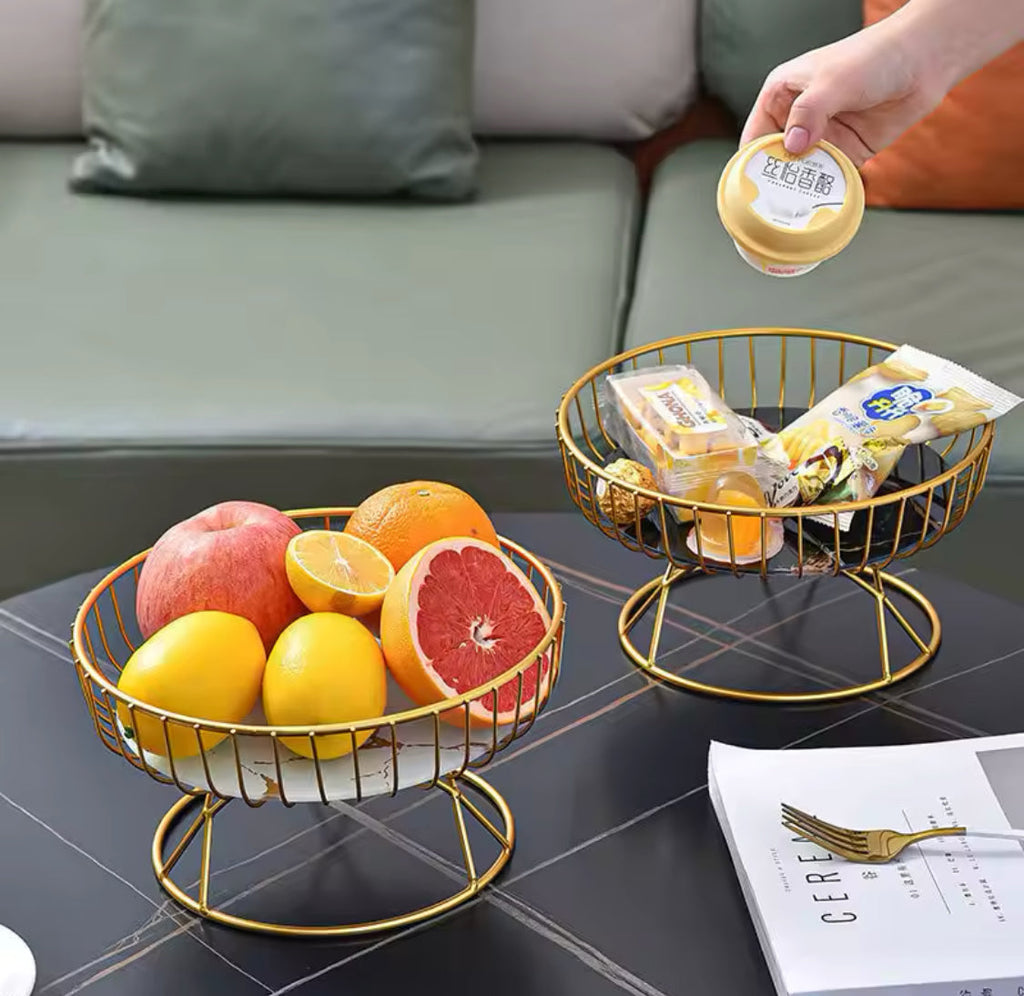 Luxury Fruit Round Bowl Tray, Home Living Room Table Tray, Decorations Fruit Bowl