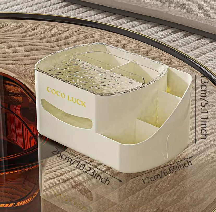 Cosmetic Organizer With Tissue Box, Multifunctional Cosmetic Display Cases with Tissue Box, Makeup Sundries Storage Organizer