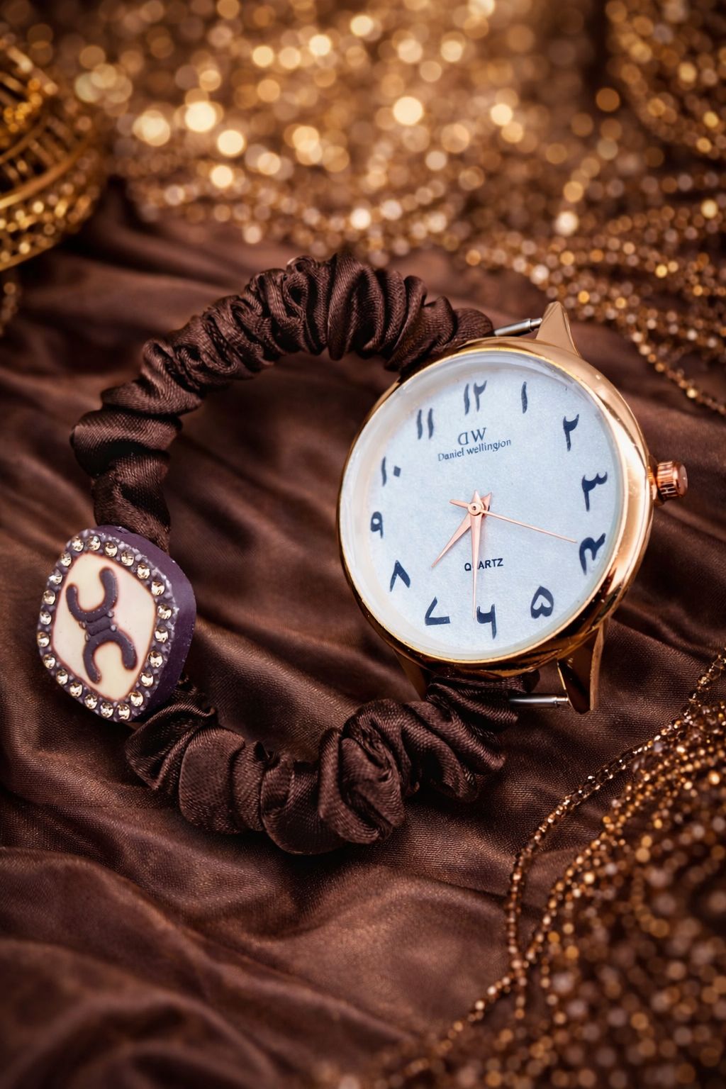 Ladies Bunch Style Scrunchies Watch with Arabic Dial.