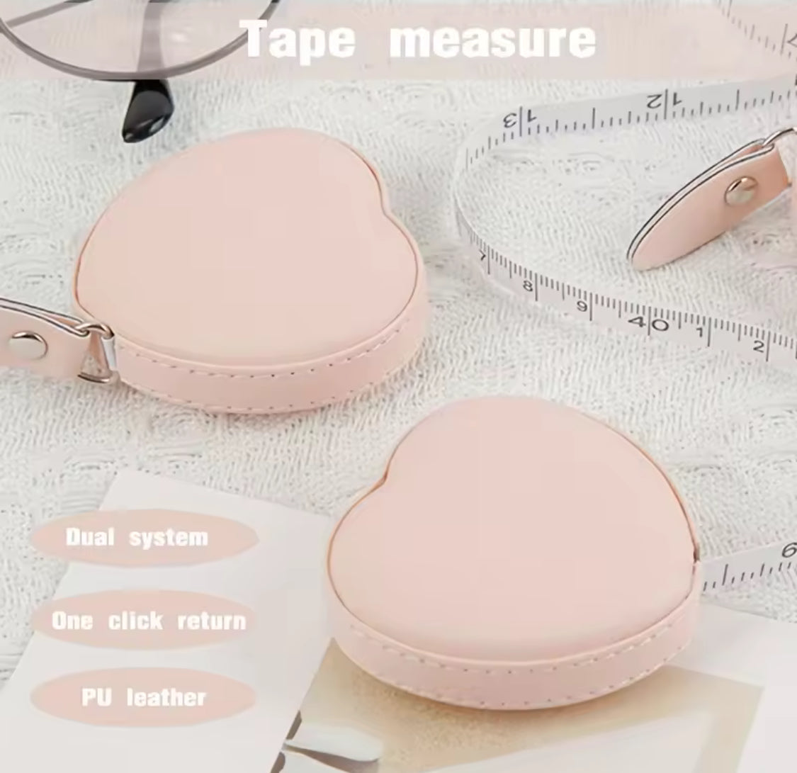 Cute Heart Shape Measuring Tape, Portable Soft Leather Measuring Tape, Mini Ruler for Body Measuring Tool