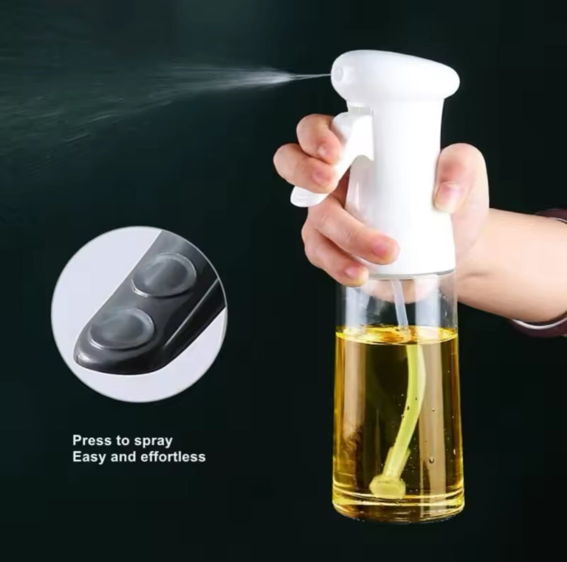 Transparent Glass Kitchen Oil Spray Bottle, Cooking Oil Spray Bottle, Barbecue Spray Oil Dispenser