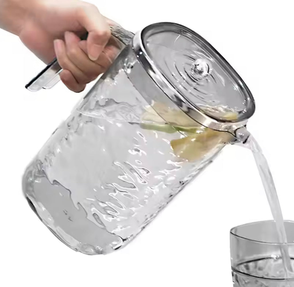 Glass Pitcher With Lid, Heat Resistant Juice Containers, Transparent Glass Water Jug