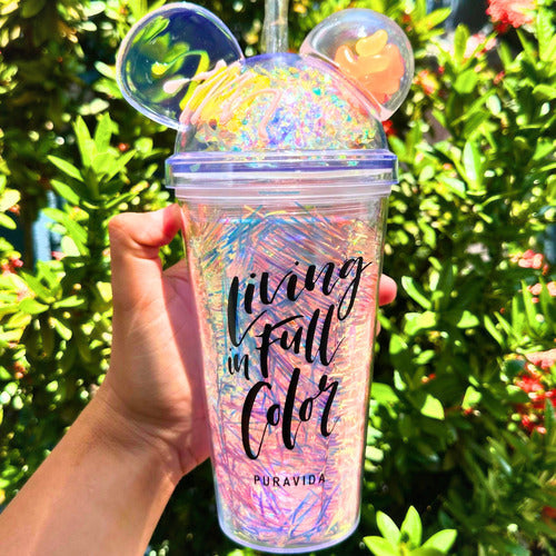 450ml Cute Creative Drinking Water Cup, Premium Plastic Glitter Water Sipper, Girls Fancy Water Cup With Straw