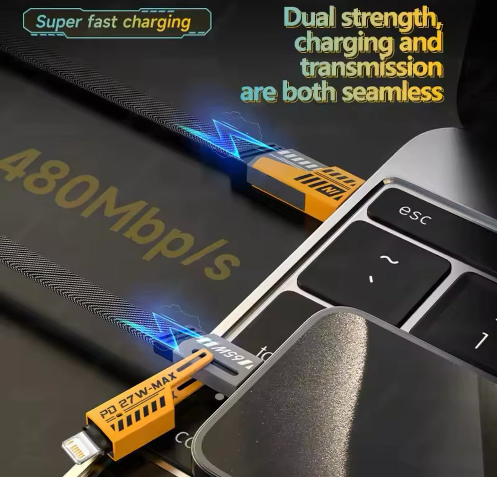 4 In 1 Convertible USB Fast Charging Cable, USB C Charger Cable, Multiple Charging Cables