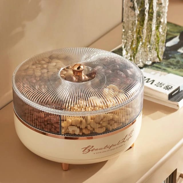 5 Grid Dry Fruit Rotating Tray, Tabletop Snack Storage Container, Creative Light Luxury Candy Storage Tray