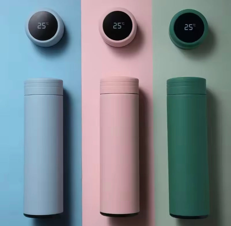 500ML LED Temperature Display Bottle, Stainless Steel Intellective Thermos with Double Bottom, Smart Vacuum Insulated Water Bottle