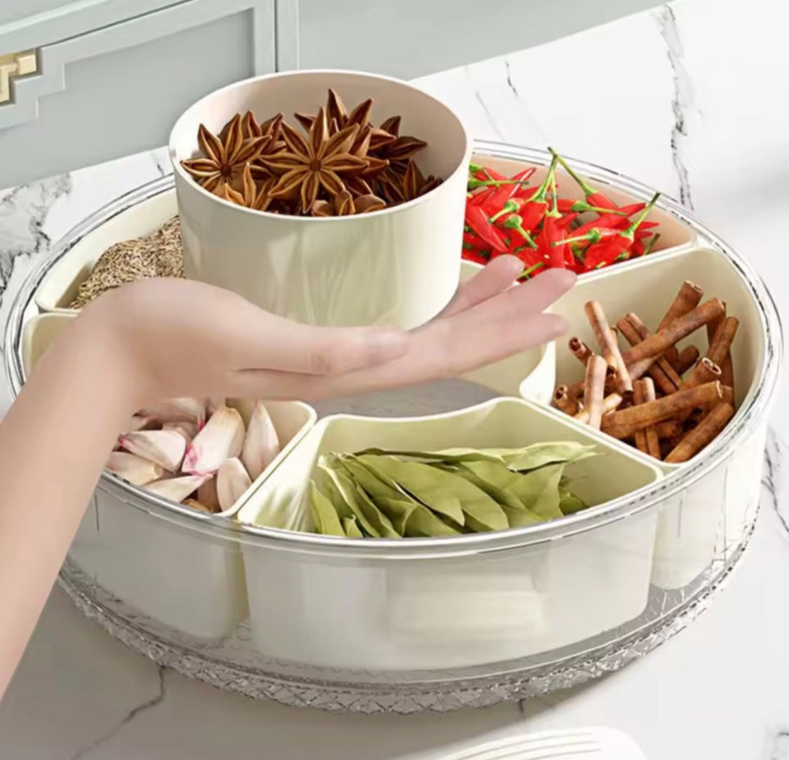 Multi Grids Seasoning Storage Box, Transparent Divided Serving Tray With Lid, Fruits Nuts Candy Spice Storage Box, Snack Container