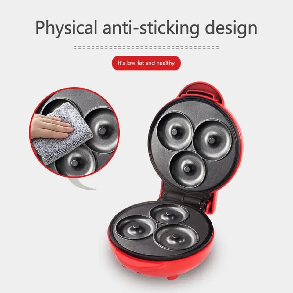 3 Hole Donut Machine, Non Stick Coated Doughnut Machine, 220V Mini Donut Makers For Children Kid, Household Electric Donut Maker, Electric Frying Pan Biscuit Hot Cake Maker