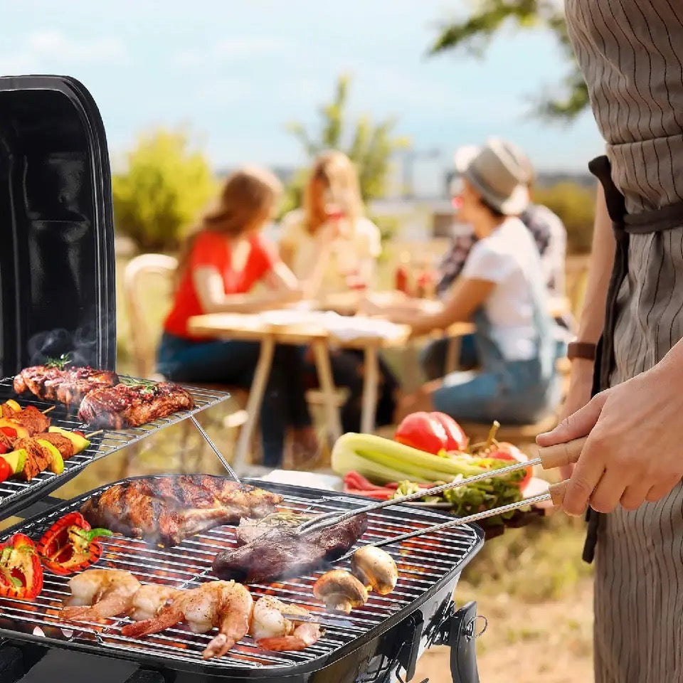 Foldable Tabletop BBQ Grill, Portable Small Charcoal Grill, Mini Tabletop Smoker Camping Cooker, Stainless Steel Portable Collapsible Barbecue Shelf
