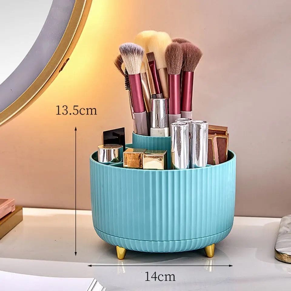 Versatile Desk Organizer, Multi Compartment Storage Box, 360°Rotating Desktop Makeup Brushes Organizer.
