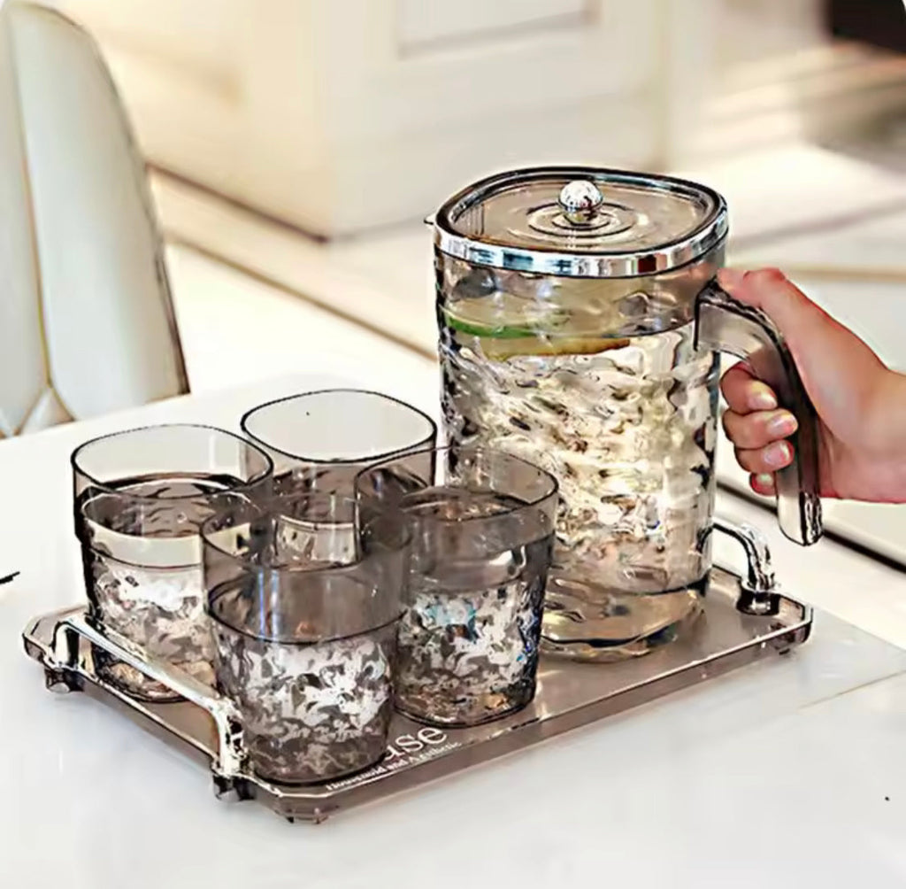 Glass Pitcher With Lid, Heat Resistant Juice Containers, Transparent Glass Water Jug