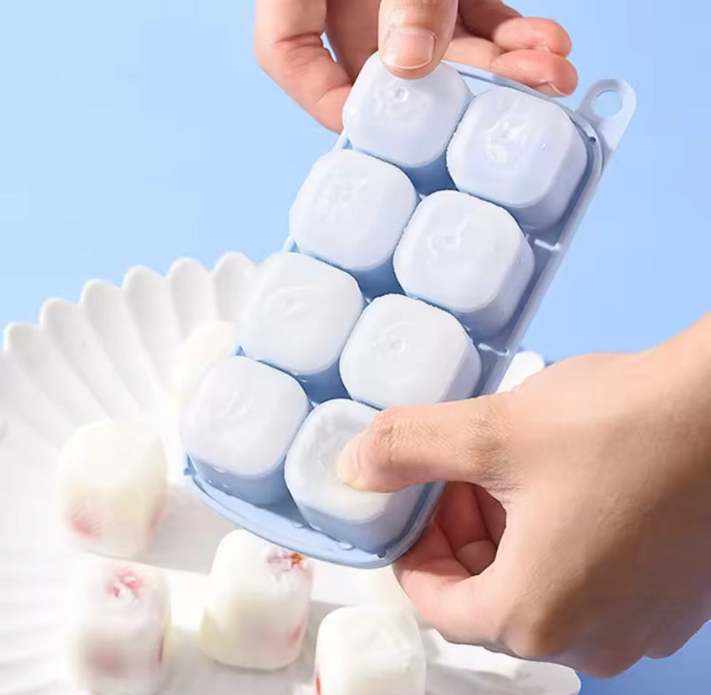 8 Grid Popup Ice Cube Tray, Square Ice Cube Mould, Soft Silicone Ice Cube Mold, Multi Grids Soft Bottom Quick Freezer Fruit Ice Cube Maker