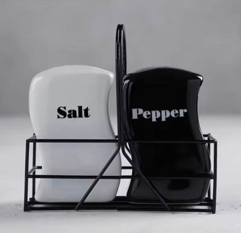 Iron Frame Ceramic Salt And Pepper Shaker, Tabletop Spice Jar Container, Condiment Grinding Tool Kitchen Gadget, Adjustable Salt And Pepper Shaker, Durable Spice Grinder