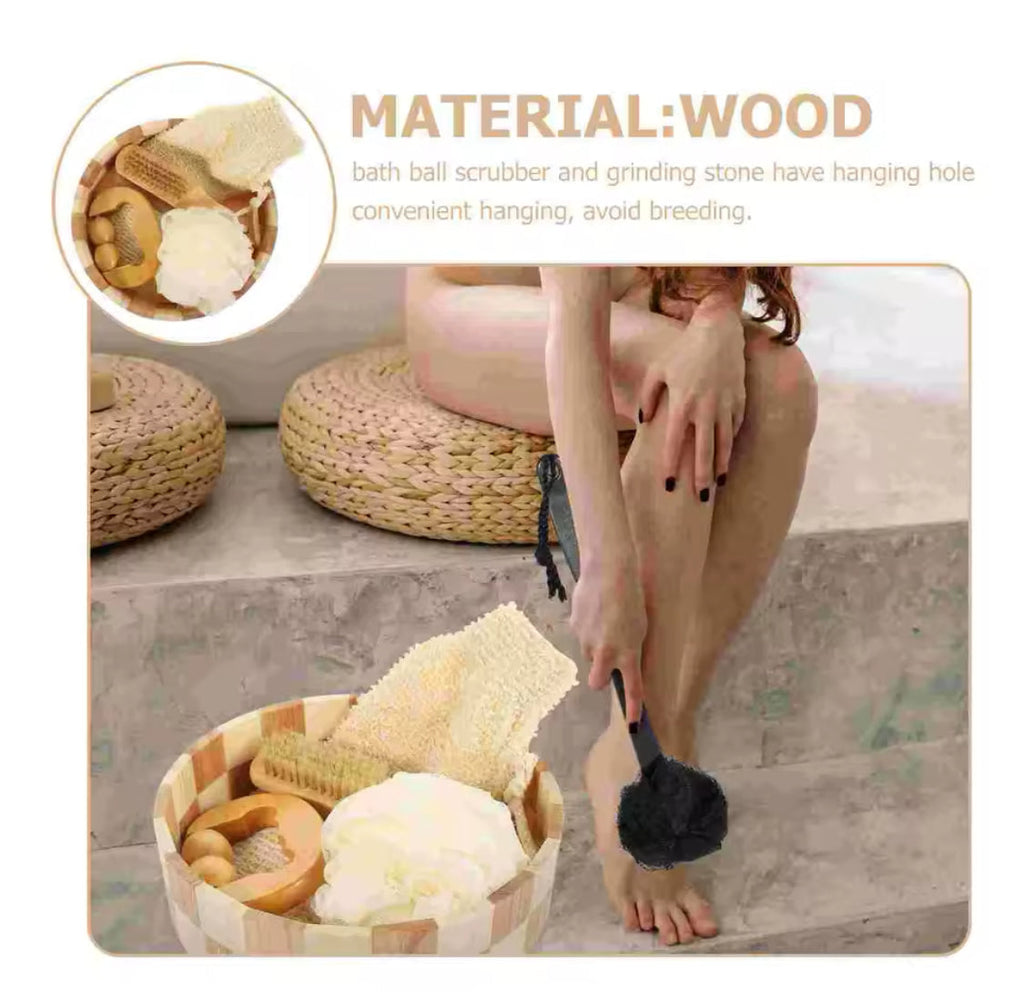 Bathing Foot Scrubbing Tool, Exfoliating Shower Scrubber With Loofah Sponge And Bath Comb