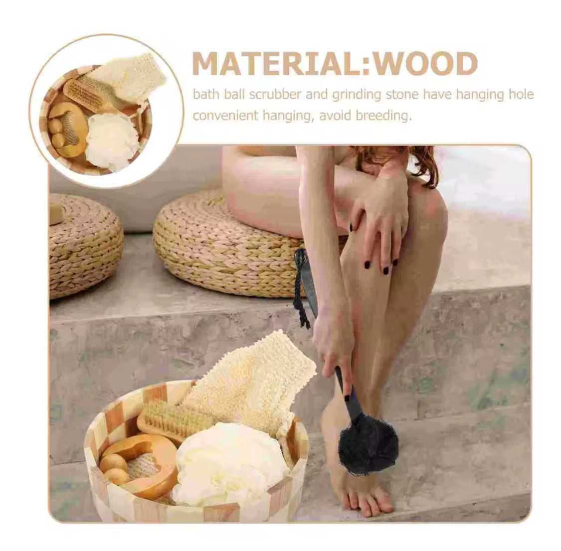 Bathing Foot Scrubbing Tool, Exfoliating Shower Scrubber With Loofah Sponge And Bath Comb