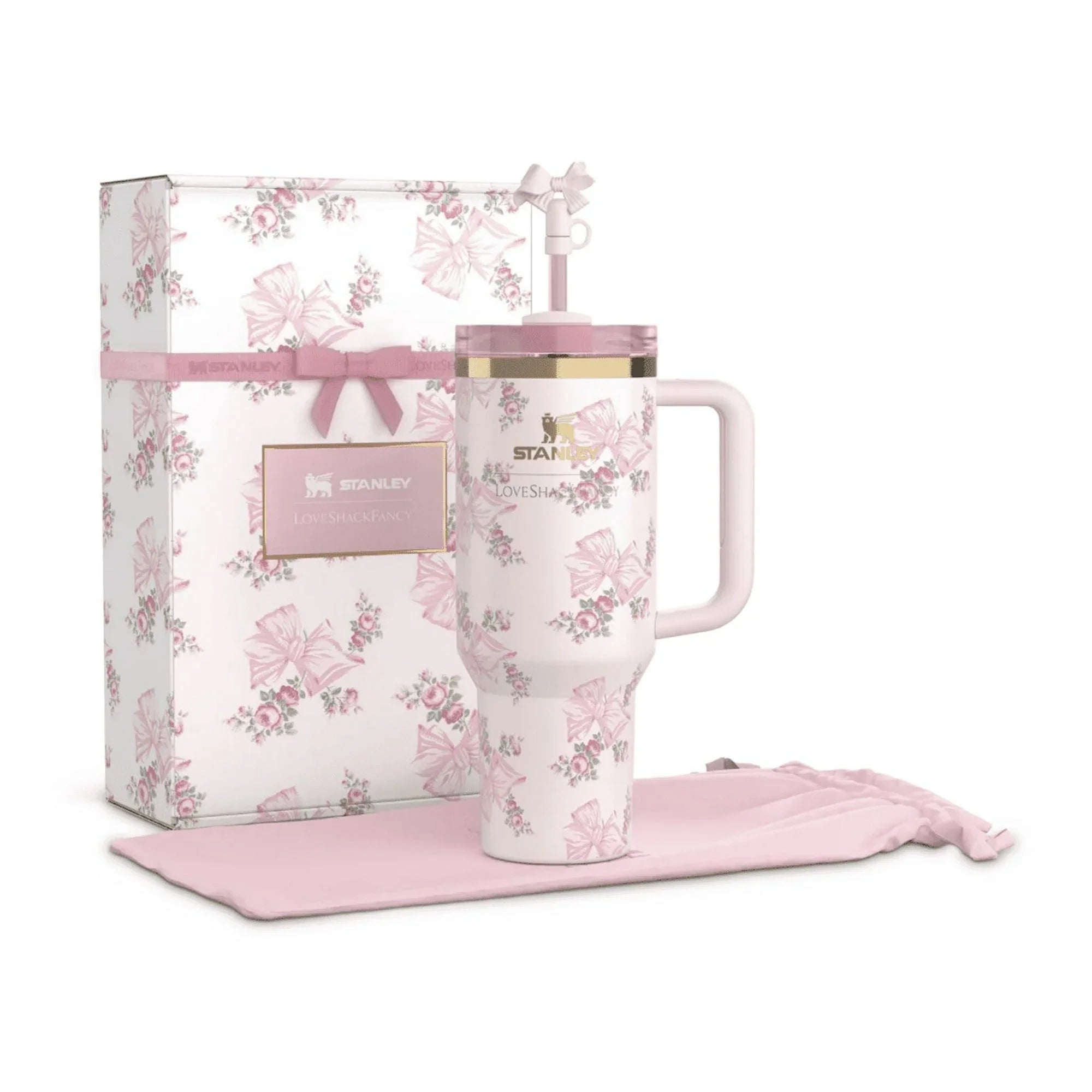 The Stanley X LoveShackFancy Holiday Quencher | 40 OZ - Rosa Beaux Pink