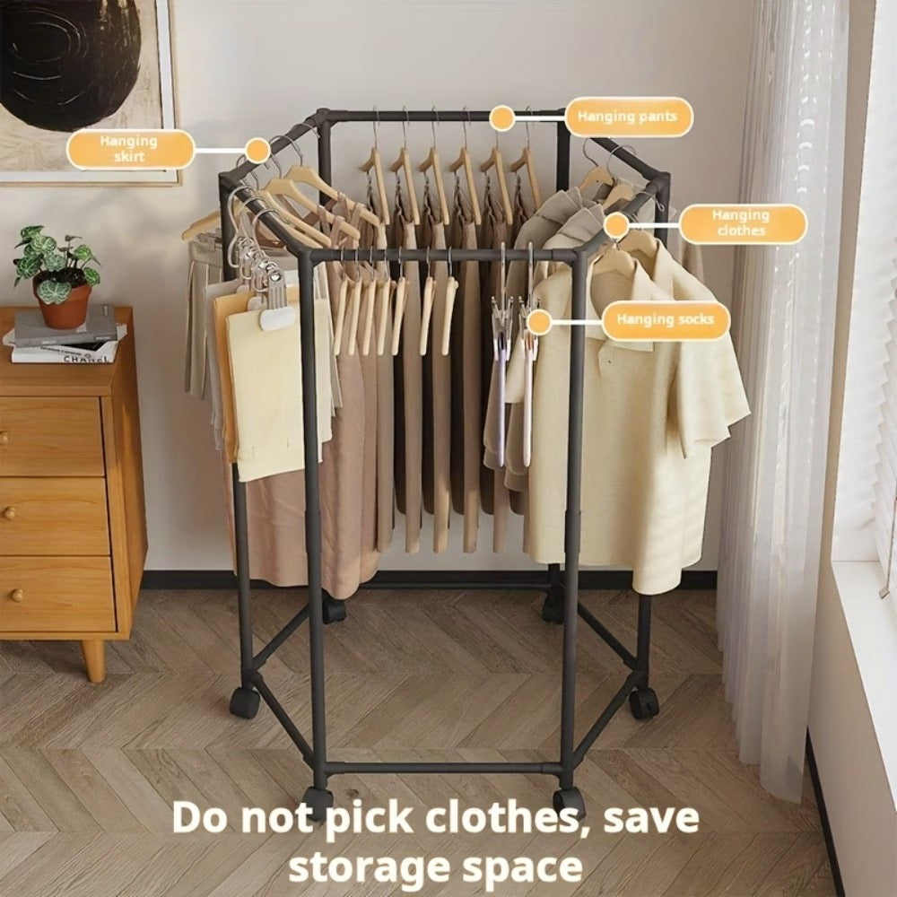 Heavy-Duty Hexagonal 360° Rotating Clothing Rack