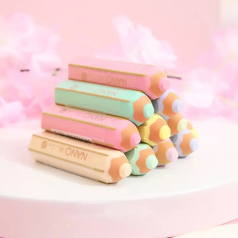 Kawaii Pencil Shape Rubber, Pense shape eraser, Colorful Cartoon Pencil Shape Eraser