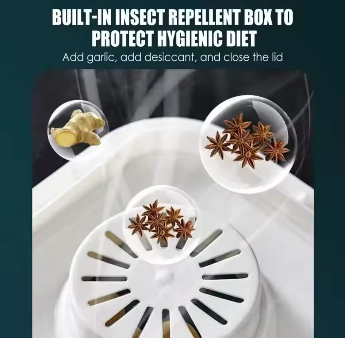 Insect Proof Press Type Cereal Dispenser, Rice Storage Box, Moisture Proof Rice Storage Container