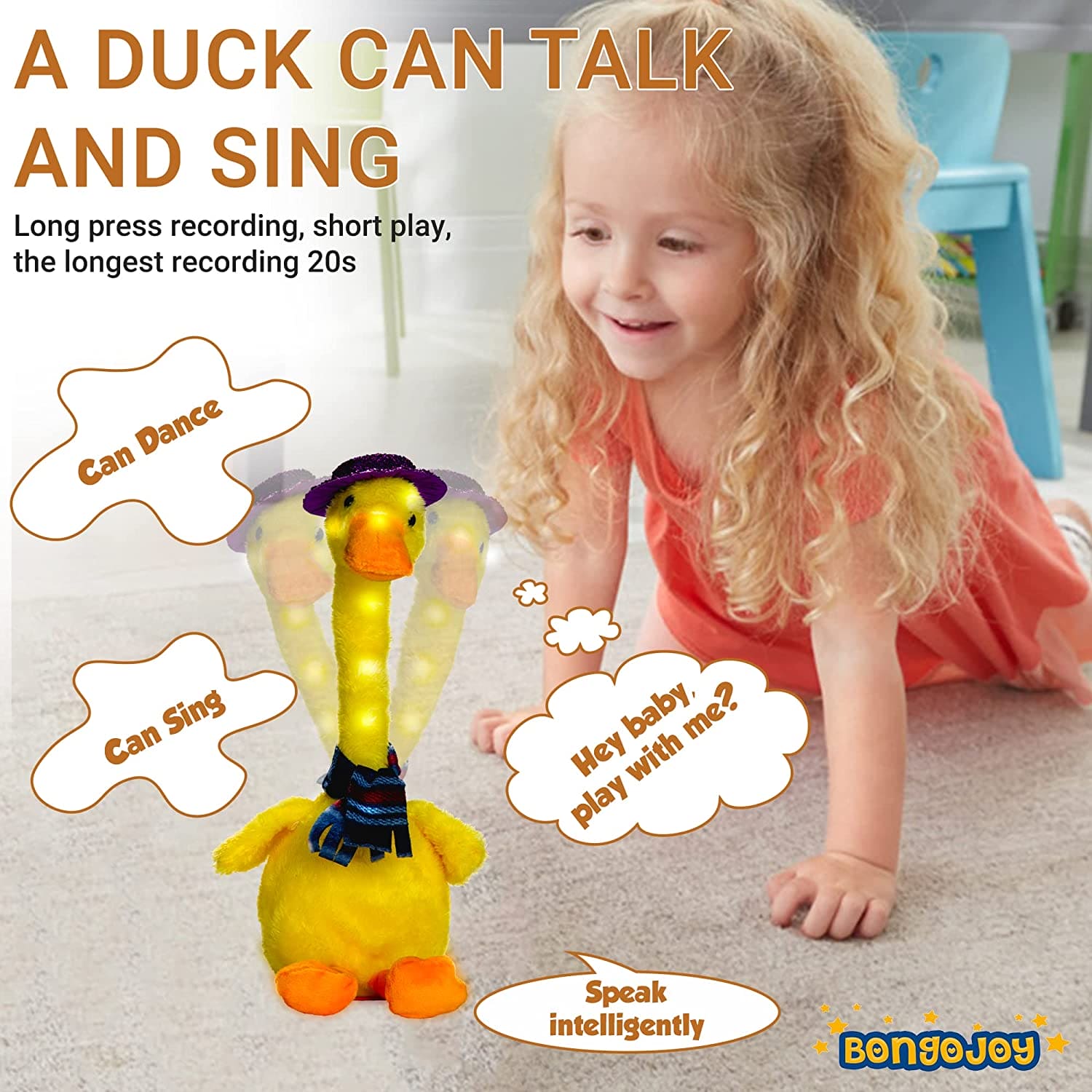 Lovely Talking Toy Dancing Duck, Electronic Dancing Ducks with Funny Clothes, Duck Plush Toy.