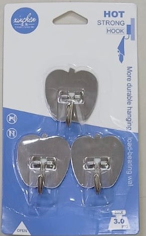 Set Of 3 Stainless Steel Hooks, Self Adhesive Door Wall Hangers Hook, Home Storage Hooks