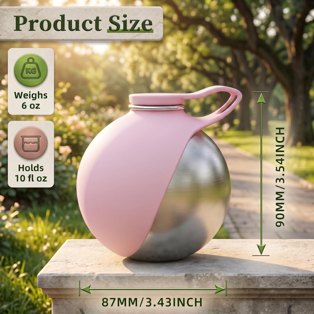 2-IN-1 STAINLESS STEEL DOG WATER BOTTLE WITH FOLDABLE BOWL, 285ML.