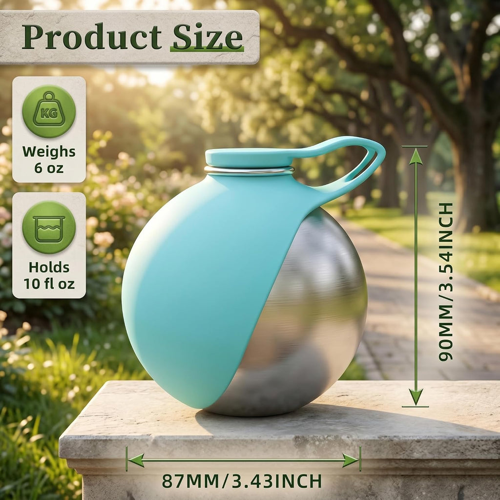 2-IN-1 STAINLESS STEEL DOG WATER BOTTLE WITH FOLDABLE BOWL, 285ML.
