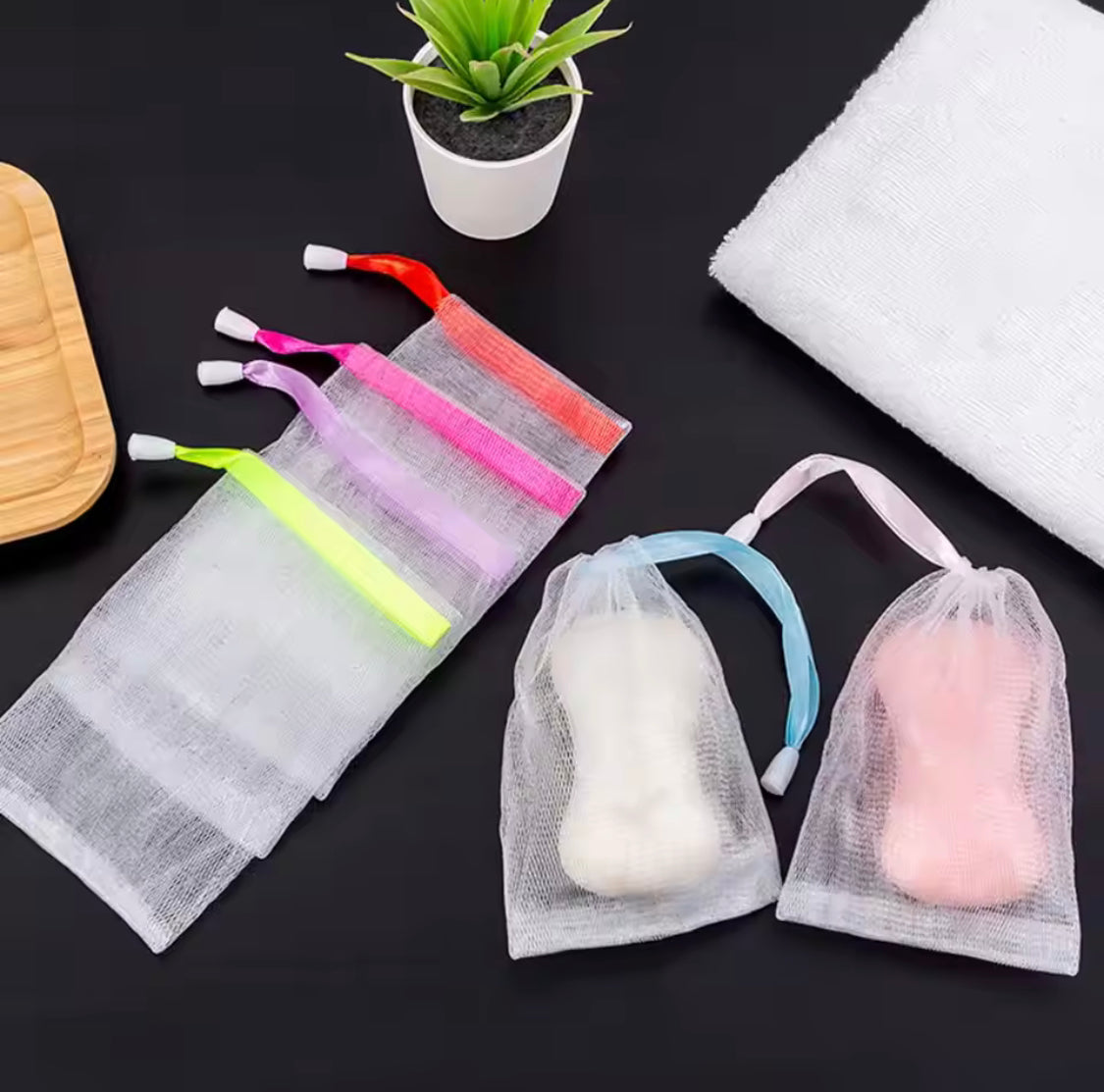 Set Of 3 Soap Saver Bag, Soap Foaming Net for Bath, Hanging Net Soap Mesh Bag