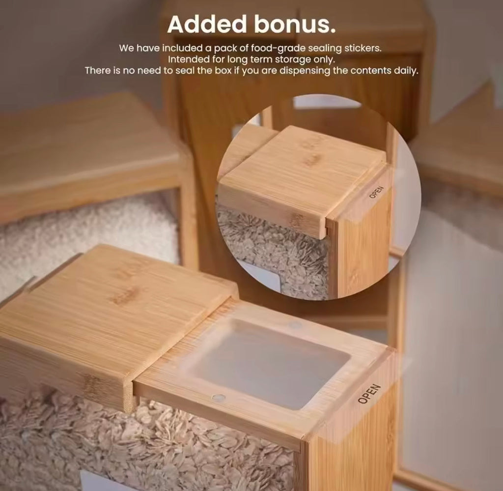 Wooden Cereal Storage Jar, Grain Food Bamboo Storage Container, Kitchen Food Storage Box Organizer
