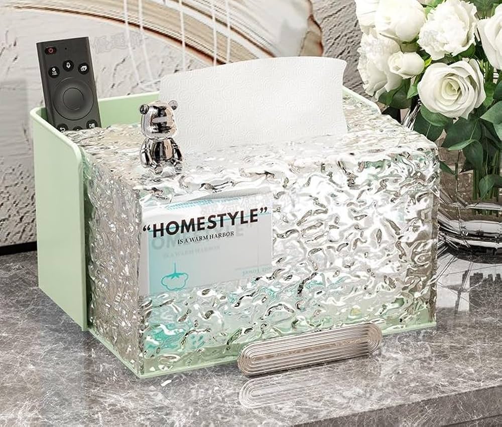 Acrylic Water Texture Tissue Box, Dustproof Napkin Box, Multifunctional Tissue Organizer Container