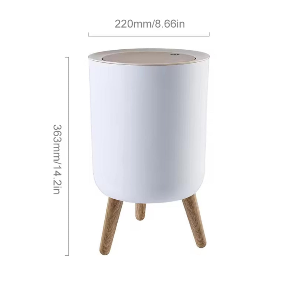 Wooden Pattern Trash Can, Creative Kitchen Dust Bin With Press Cover, Living Room Toilet Garbage Container, Foot Imitation Wood Rubbish Can, Bathroom Kitchen Garbage Bucket