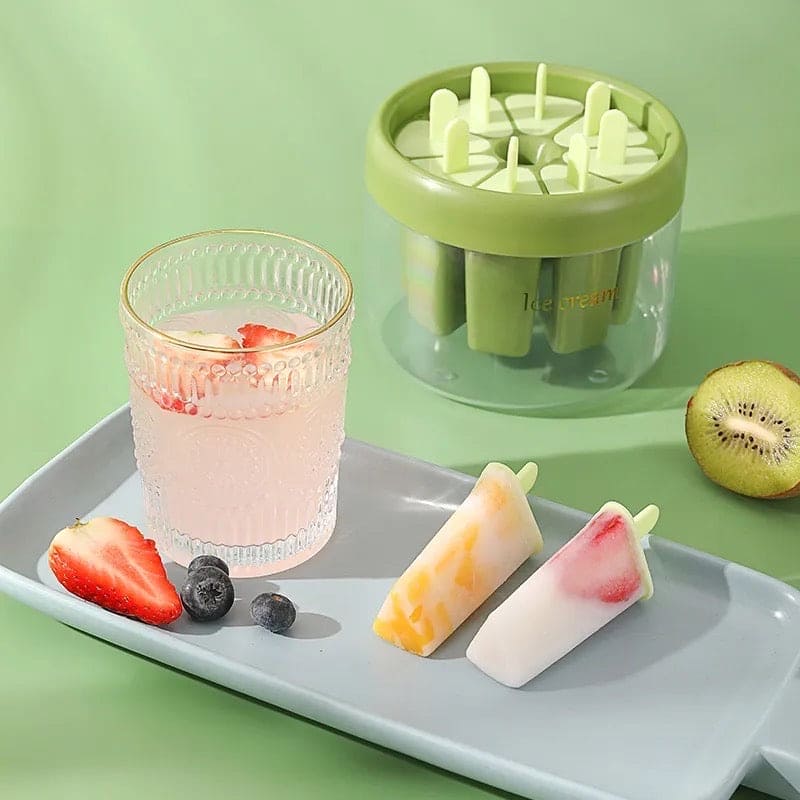 8 Cell Ice Cream Molds, Handmade Dessert Popsicle Mold for Freezer, Reusable Ice Pop Maker Mold, Home Made Ice Lolly Popsicle Molds, Juice Popsicle Maker, Easy Release Popsicle Maker With Stick, Kitchen Mini Popsicle Mold for Kids