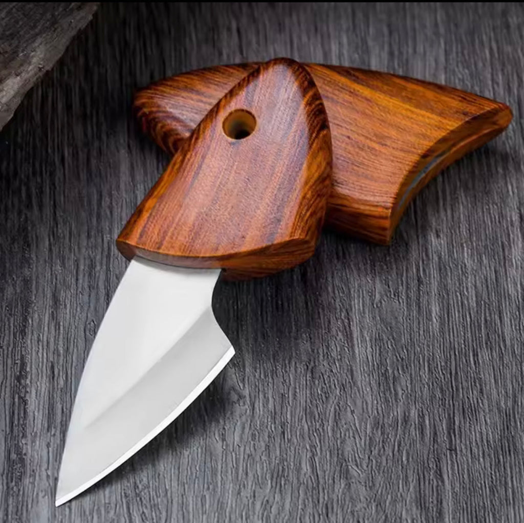 Wooden Handle Pocket Knife, Portable Mini Fruit Knife, Mini Knife Hand Forge Blade, Multifunctional Camping Hunting Knife