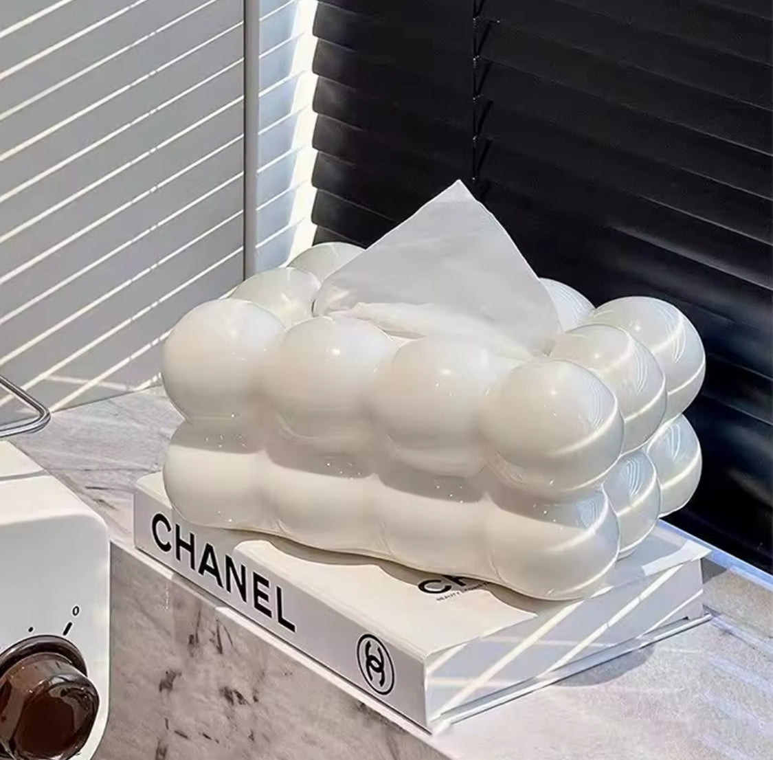 Bubble Shape Tissue Box Holder, Non Slip Ceramic Tissue Box Cover, Desktop Tissue Organizer