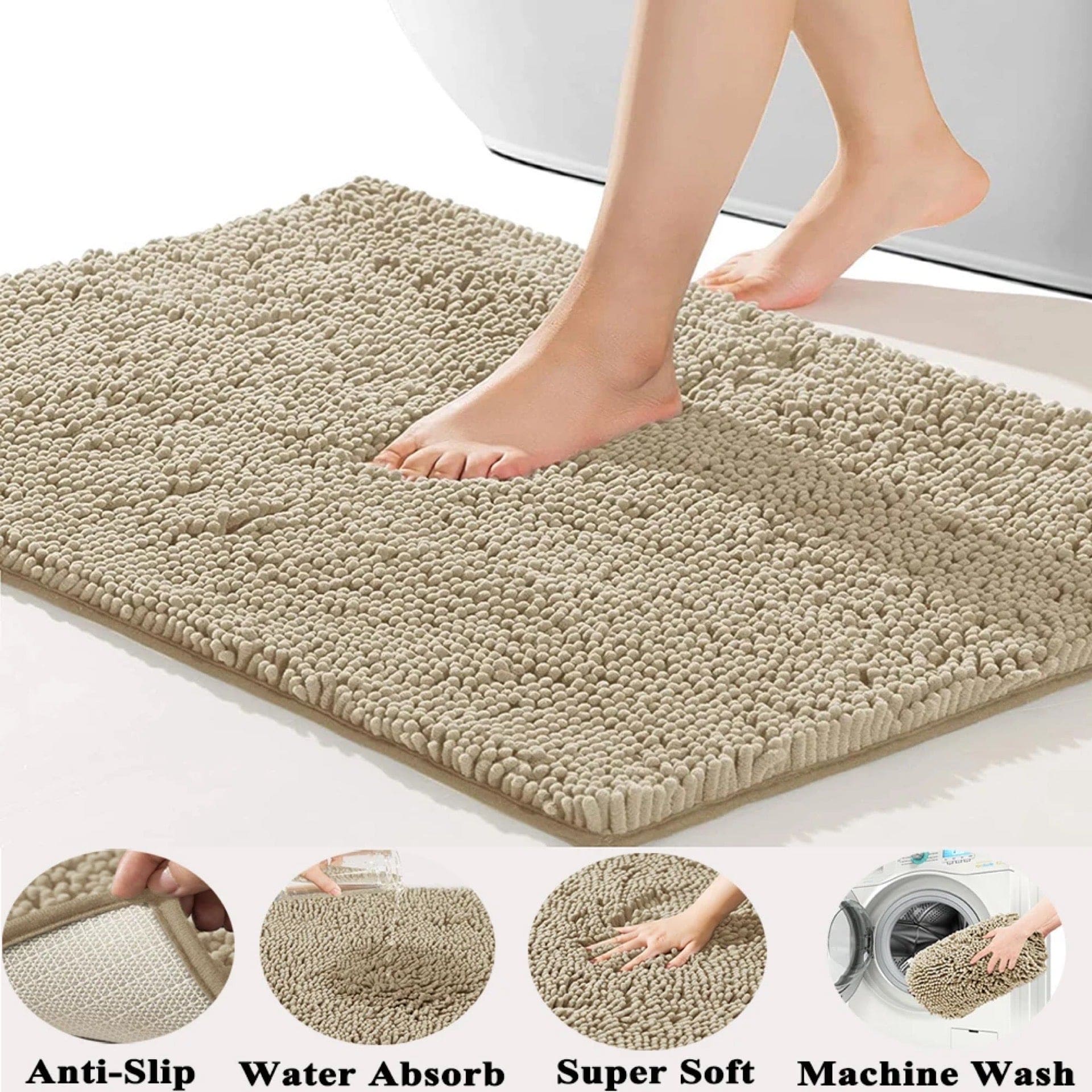 Soft Shaggy Door Mat, Non-Slip Bath Rug, Water Absorbent Floor Mat, Chenille Super Soft Carpet Bedroom Non-Slip Pad, Bathroom Kitchen Floor Mat, Door Entrance Soft Mat, Plush Microfiber Rugs, Washable Quick Dry Bath Rugs, Anti Skid Bathroom Shower Rug