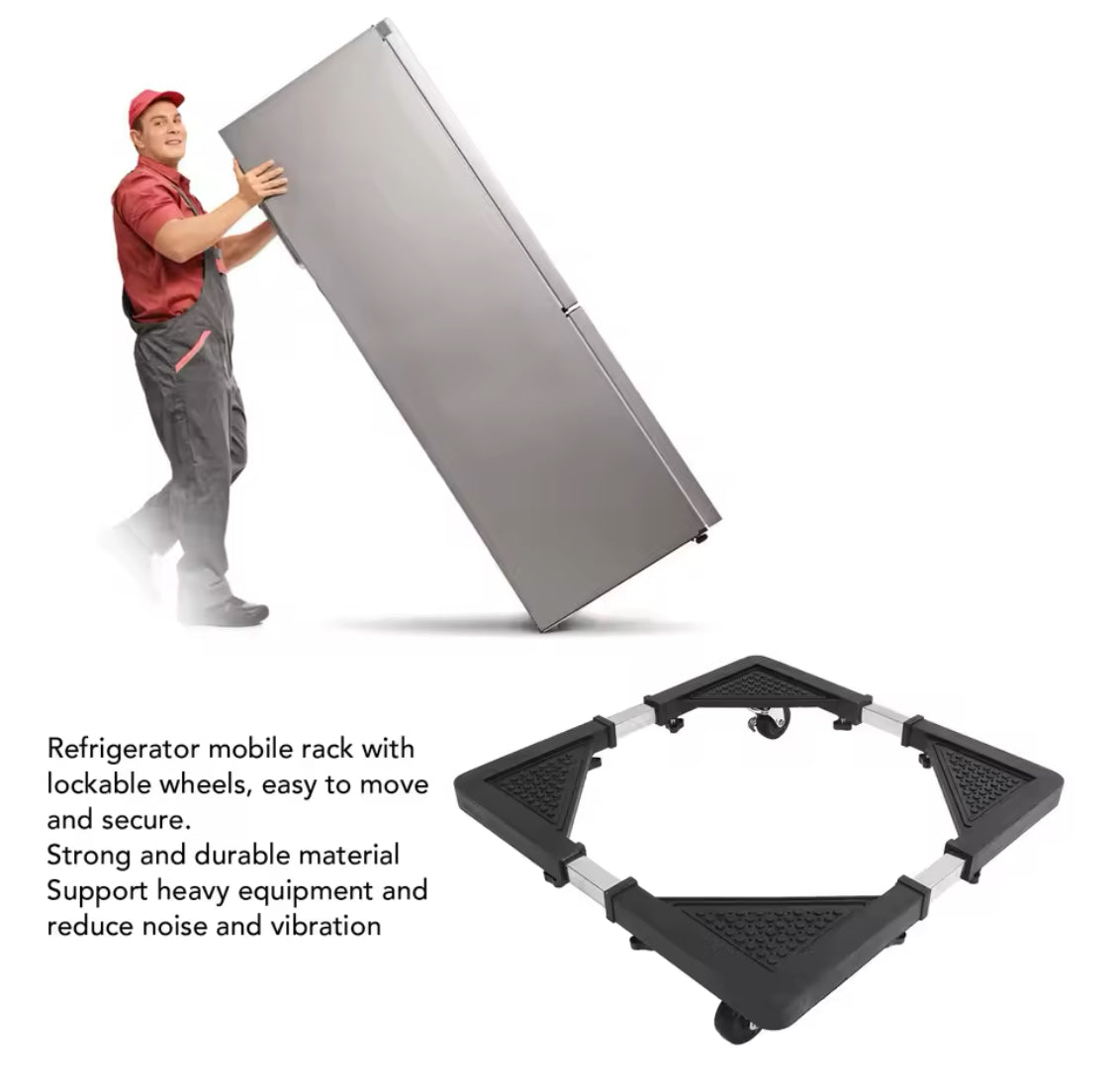 Multifunctional Movable Floor Trolley Stand, Washing Machine Fridge Stand, Adjustable Base Rack Stand With Universal Wheels