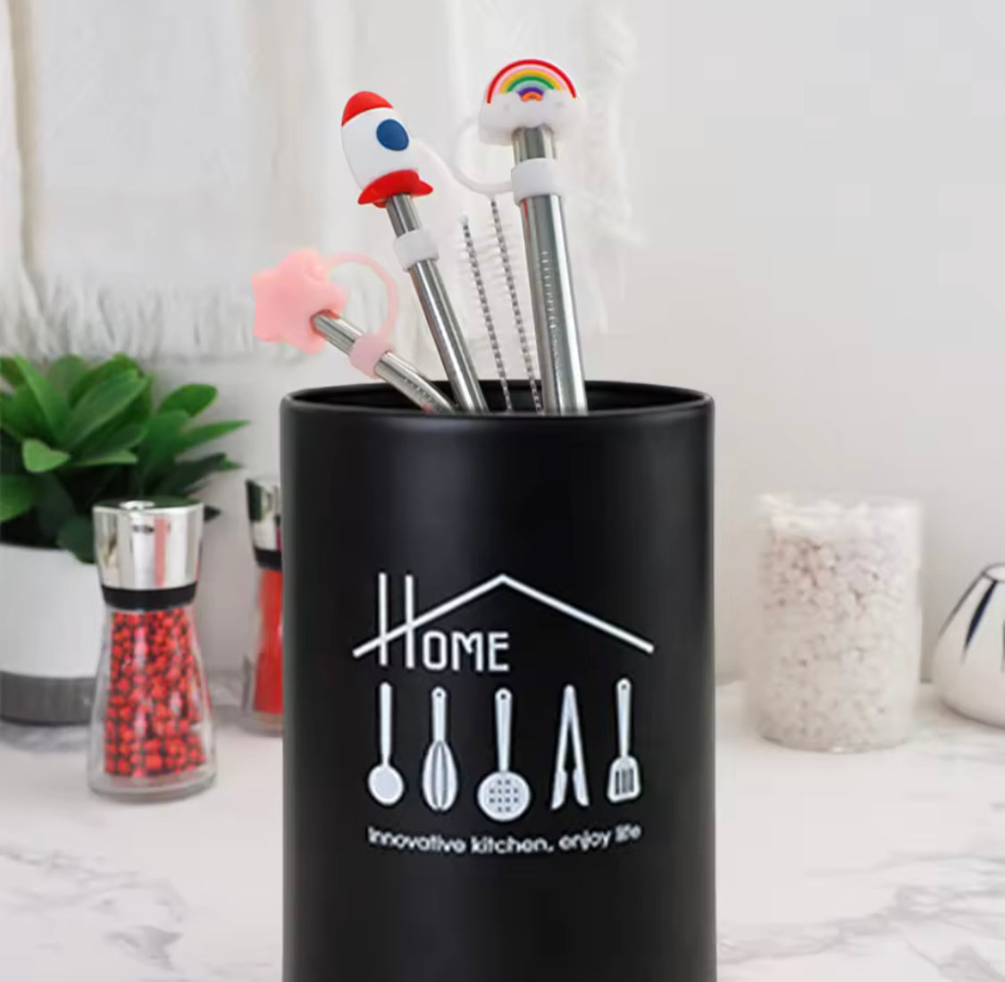 Metal Design Chopstick Holder, Creative Kitchen Tableware Spoon Holder, Chopstick Storage Barrel