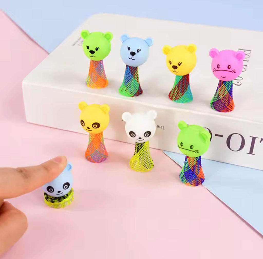 5pcs Kids Spring Bouncing Launcher Toy, Cute Jumping Doll Spring Toy, Creative Cartoon Jumping Spring Toy